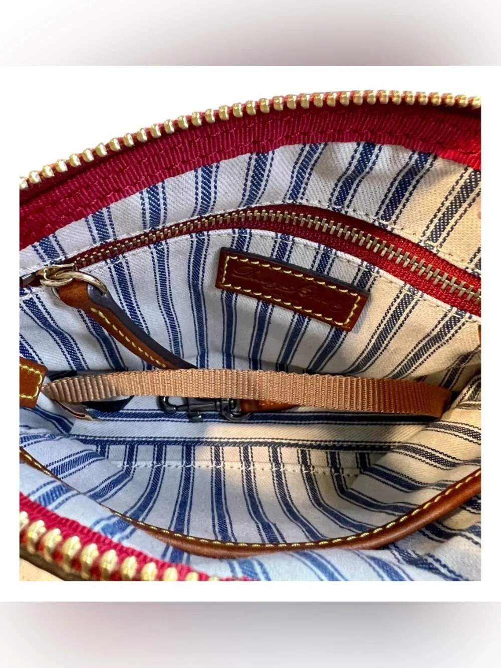 Dooney & Bourke Yellow Nylon Crossbody Bag Brown Leather Trim NWOT - Picture 4 of 5